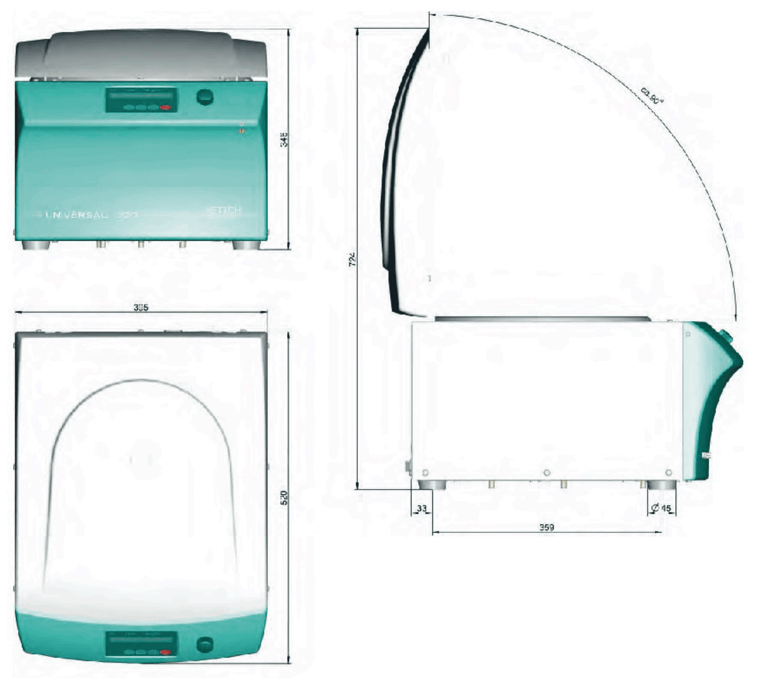 UNIVERSAL-320-320R-dimensjoner