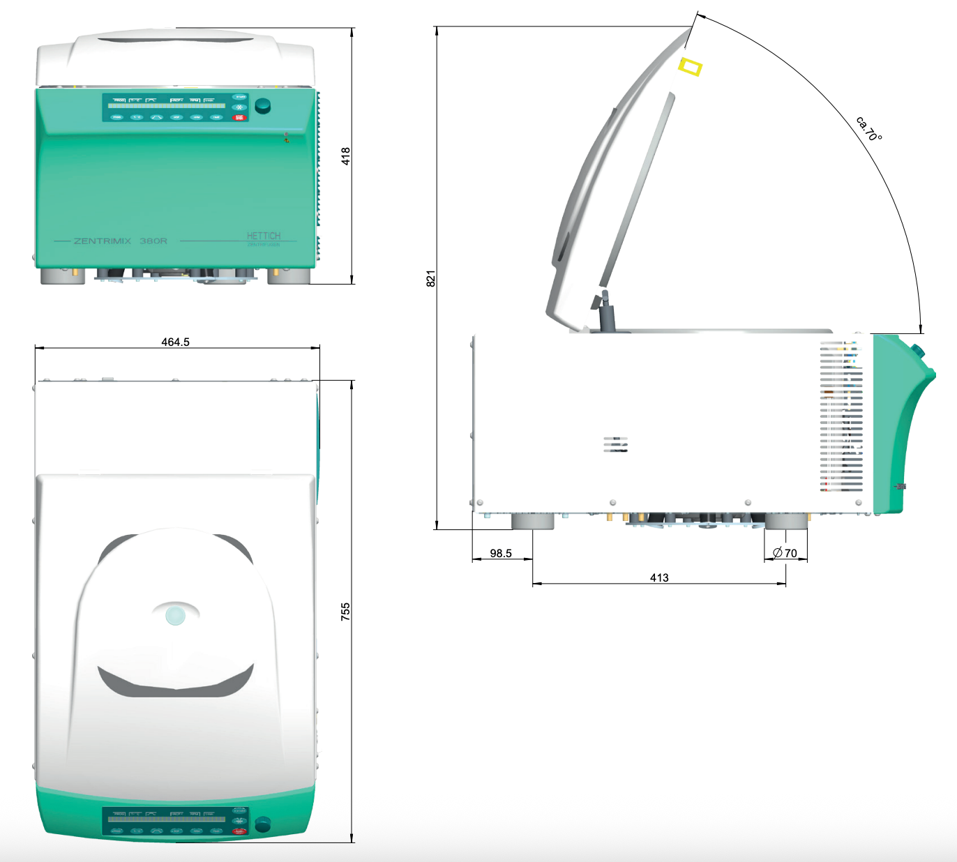 ZentriMix 380R - Dimensjoner