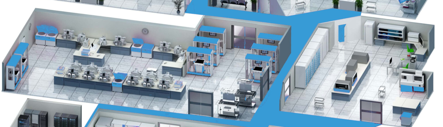 3D tegning av blodbank sykehus med interiør